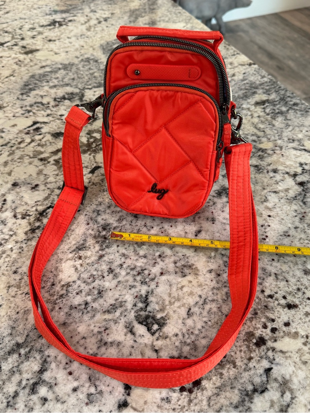lug Skeeter Mini Bright Red/orange Quilted Messenger Crossbody